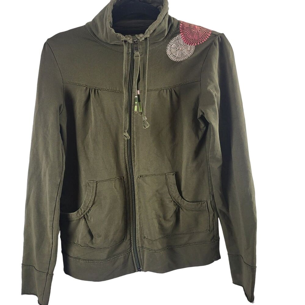 Lole Zip Up Sweatshirt S Womens Green Full‎ Zip Long Sleeve Embroidered Pockets